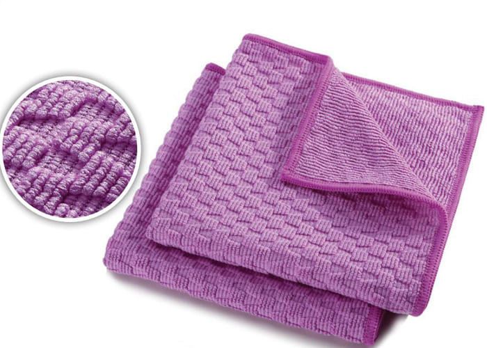 Purple Color Microfiber Dish Towels Waffle For Kitchen Cleaning